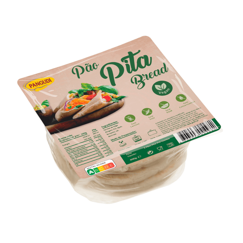 Pão Pita Vegan s/ Lactose Pangudi 400g Pães Pita Pangudi - Loja online 